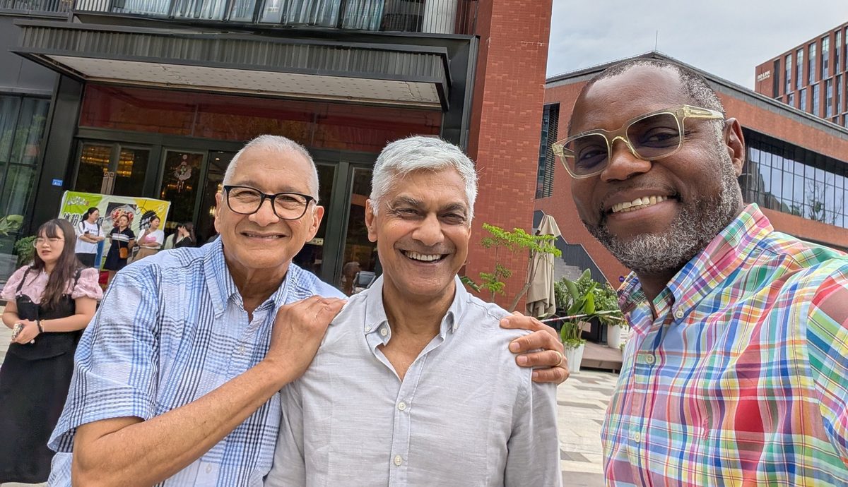 Alfredo Choperena, Devendra Dave and Jerome Okolo together on a technology visit